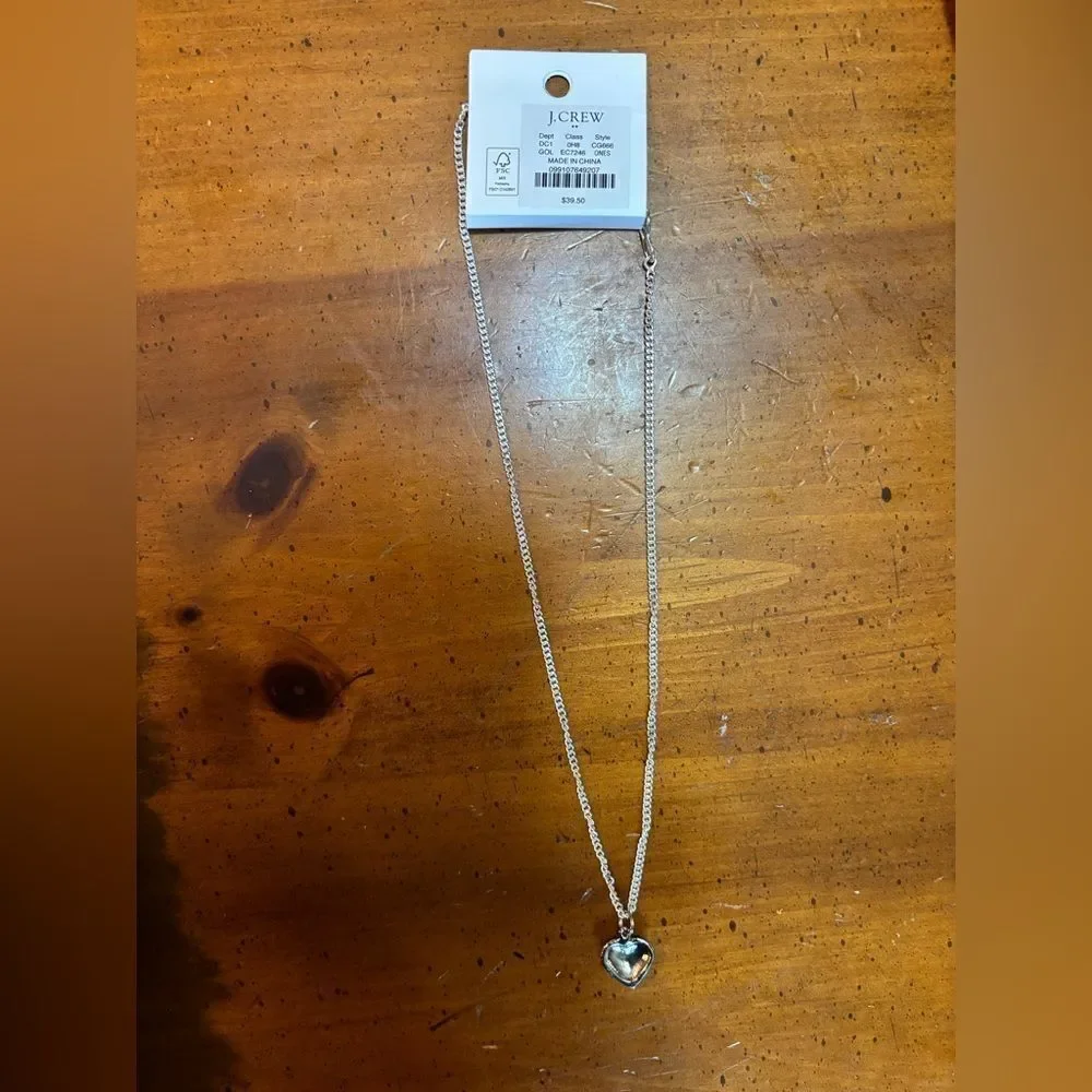 J. Crew Silver Heart Necklace